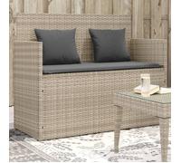 vidaXL Banc de jardin avec coussins, poly rotin, gris clair