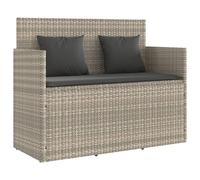 vidaXL Banc de jardin avec coussins, poly rotin, gris clair