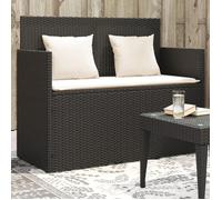 vidaXL Banc de jardin avec coussins noir Poly rotin