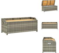 vidaXL Banc de jardin avec espace de rangement 120 cm Poly rotin gris - Bancs de jardin