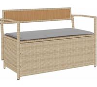 vidaXL Banc de jardin avec espace de rangement et coussins Beige Poly Rattan