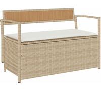 vidaXL Banc de jardin avec espace de rangement et coussins Beige Poly Rattan