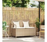 vidaXL Banc de jardin avec espace de rangement et coussins Beige Poly Rattan