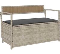vidaXL Banc de jardin avec espace de rangement et coussins gris clair Poly rotin