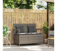 vidaXL Banc de jardin avec espace de rangement et coussins Gris Poly Rattan