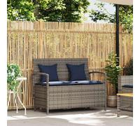 vidaXL Banc de jardin avec espace de rangement et coussins Gris Poly Rattan
