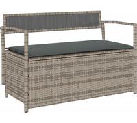 vidaXL Banc de jardin avec espace de rangement et coussins Gris Poly Rattan