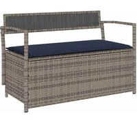 vidaXL Banc de jardin avec espace de rangement et coussins Gris Poly Rattan