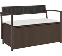 vidaXL Banc de jardin avec espace de rangement et coussins Marron Poly rotin