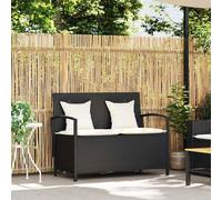 vidaXL Banc de jardin avec espace de rangement et coussins Noir Poly Rattan