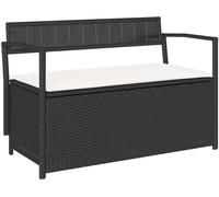 vidaXL Banc de jardin avec espace de rangement et coussins Noir Poly Rattan