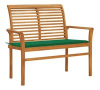vidaXL Banc de jardin avec garniture verte 112 cm bois massif teck
