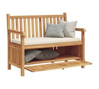 vidaXL Banc de Jardin avec Porte 114 x 60 x 90 cm Bois de Teck Massif, Banc de Jardin rectangulaire Rustique, Assise en Teck avec rangements, Meuble en Bois pour terrasse