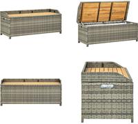 vidaXL Banc de jardin avec rangement 120 cm Poly rotin gris - Banc de rangement - Bancs de rangement - Bancs de rangement de jardin