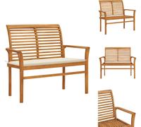 vidaXL Banc de jardin avec revêtement blanc crème 112 cm bois massif teck - Bancs de jardin
