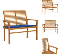 vidaXL Banc de jardin avec revêtement bleu roi 112 cm bois massif teck - Bancs de jardin