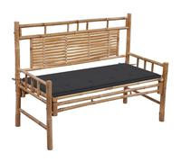 vidaXL Banc de jardin 120 cm bambou avec coussin et support