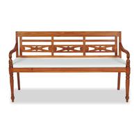 vidaXL Banc de jardin Batavia avec coussins 150 cm teck