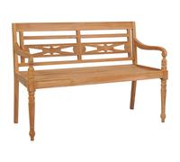 vidaXL Banc de jardin Batavia Coussin gris à carreaux 120 cm Teck massif