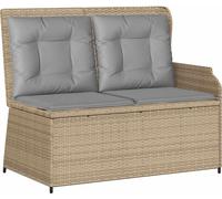 Banc de jardin vidaXL avec coussins, beige et gris, en polyrotin