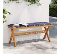 vidaXL Banc de jardin bleu foncé bois massif d'acacia et tissu 366516