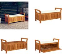 vidaXL Banc de jardin coffre avec coussin 126 cm bois massif acacia - Banc de jardin - Coffre de jardin - Meubles de jardin