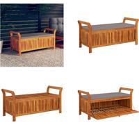 vidaXL Banc de jardin coffre avec coussin 126 cm bois massif acacia - Banc de jardin - Coffre de jardin - Meubles de jardin