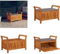 vidaXL Banc de jardin coffre avec coussin 91 cm bois massif acacia - Banc de jardin - Coffre de jardin - Meubles de jardin