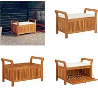 vidaXL Banc de jardin coffre avec coussin 91 cm bois massif acacia - Banc de jardin - Coffre de jardin - Meubles de jardin