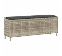 vidaXL Banc de jardin avec coussins – Résine tressée (poly rotin) Gris clair 110x30x40,5 cm