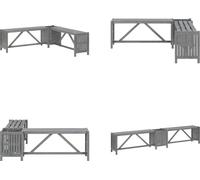 vidaXL Banc de jardin d'angle avec bac à plantes 117 cm Bois massif Acacia Gris - Banc de jardin - Bancs de jardin - Bancs de jardin d'angle