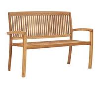 vidaXL Banc de jardin empilable 2 places 128,5 cm bois massif teck