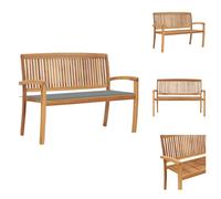 vidaXL Banc de jardin empilable avec support 128,5 cm bois massif teck - Bancs de jardin