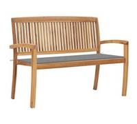 vidaXL Banc de jardin empilable avec support 128,5 cm bois massif teck