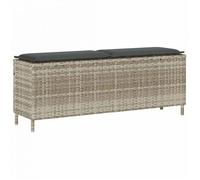 VIDAXL Banc de jardin en résine tressée gris clair 110x30x40,5 cm avec coussin lavable