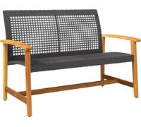 vidaXL Banc de jardin noir 112 cm Poly rotin et bois d'acacia