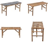 vidaXL Banc de jardin pliable avec support 118 cm Bambou - Banc de jardin - Banc de terrasse - Bancs de terrasse