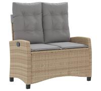 vidaXL Banc de jardin Réglable avec coussins Beige Poly Rattan