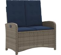 vidaXL Banc de jardin Réglable avec coussins Gris Poly Rattan