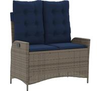 vidaXL Banc de jardin Réglable avec coussins Gris Poly Rattan