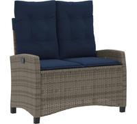 vidaXL Banc de jardin Réglable avec coussins Gris Poly Rattan