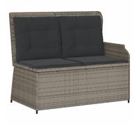 vidaXL Banc de jardin Réglable avec coussins Gris Poly Rattan