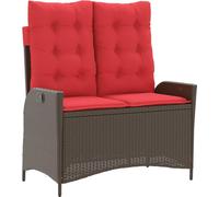 vidaXL Banc de jardin Réglable avec coussins Marron Poly Rattan