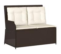 vidaXL Banc de jardin Réglable avec coussins Marron Poly Rattan