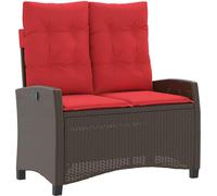 vidaXL Banc de jardin Réglable avec coussins Marron Poly Rattan