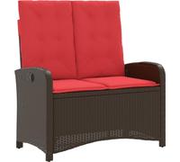 vidaXL Banc de jardin Réglable avec coussins Marron Poly Rattan