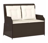 vidaXL Banc de jardin Réglable avec coussins Marron Poly Rattan
