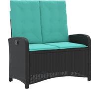 vidaXL Banc de jardin Réglable avec coussins Noir Poly Rattan