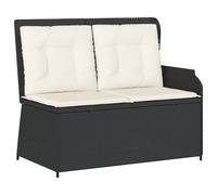 vidaXL Banc de jardin Réglable avec coussins Noir Poly Rattan