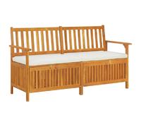 VidaXL Banc de rangement 148 cm Acacia massif avec coussin Blanc